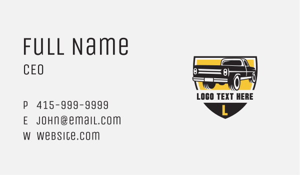 Pickup Truck Shield Business Card Design Image Preview