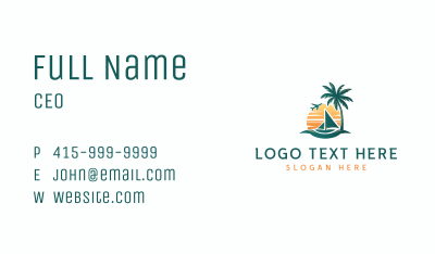Sunset Island Sailboat  Business Card Image Preview
