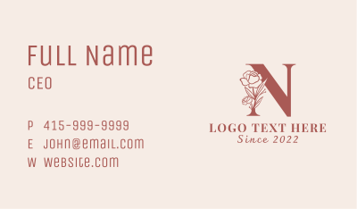 Floral Bridal Letter N Business Card Image Preview