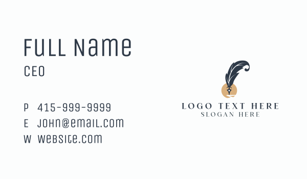 Elegant Writer Quill  Business Card Design Image Preview