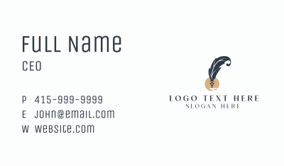 Elegant Writer Quill  Business Card Image Preview