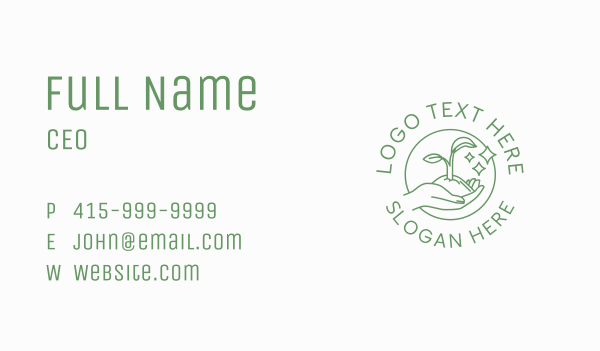 Hand Sprout Plant Business Card Design Image Preview