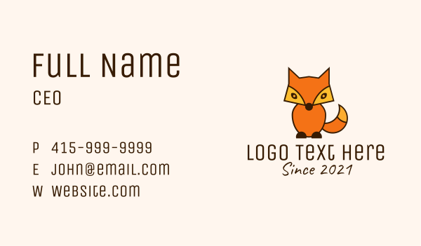Orange Fox Toy  Business Card Design Image Preview