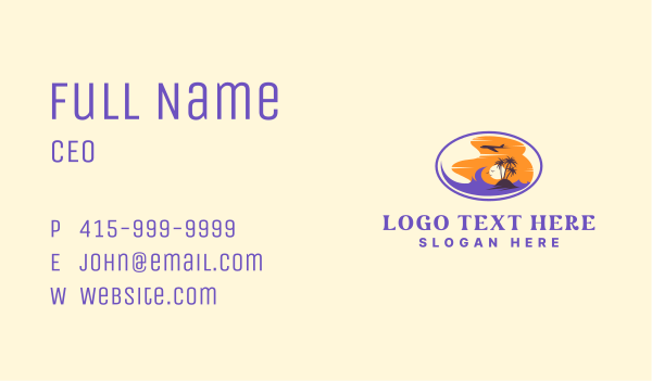 Tropical Island Getaway  Business Card Design Image Preview