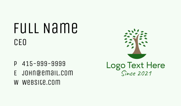 Natural Organic Tree  Business Card Design Image Preview