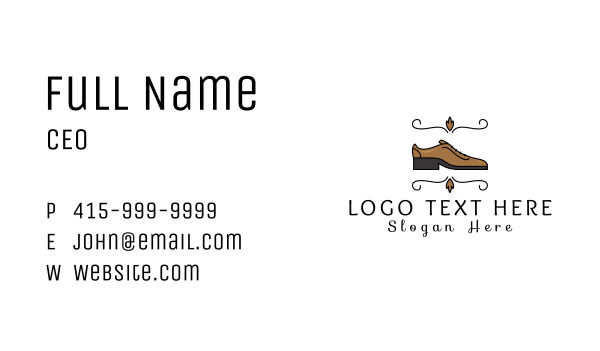 Classic Brown Leather Shoe Business Card Design Image Preview