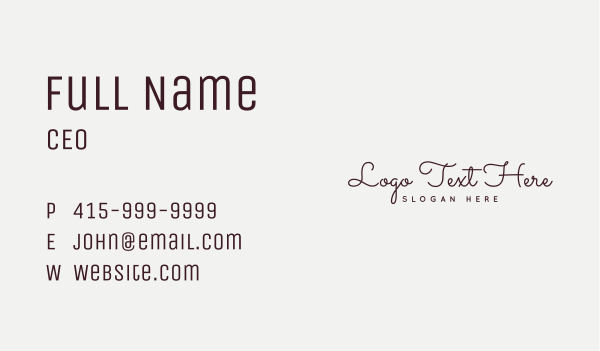 Signature Fashion Wordmark Business Card Design Image Preview