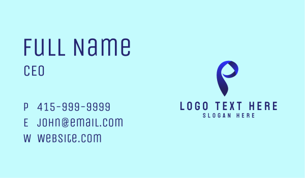 Blue Ribbon Letter P Business Card Design Image Preview