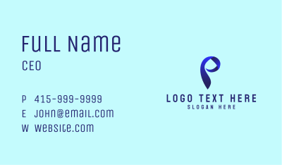Blue Ribbon Letter P Business Card Image Preview