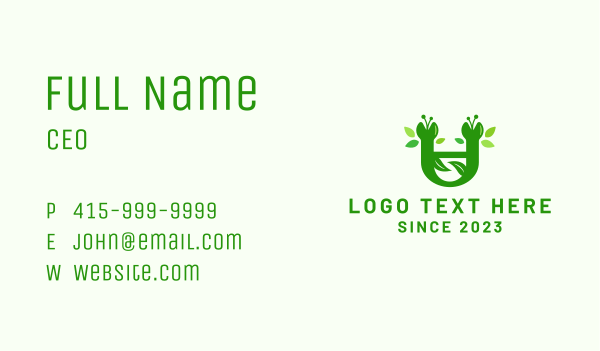 Green Botanical Letter U Business Card Design Image Preview