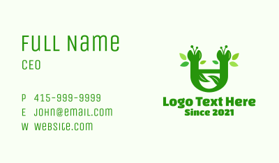 Green Botanical Letter U Business Card