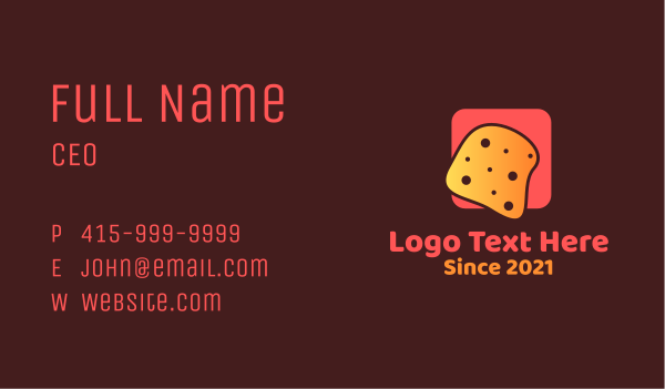 Cheese Bread Slice  Business Card Design