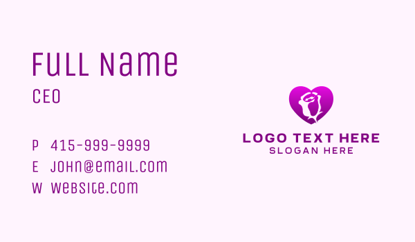 Pink Heart Rose Business Card Design Image Preview
