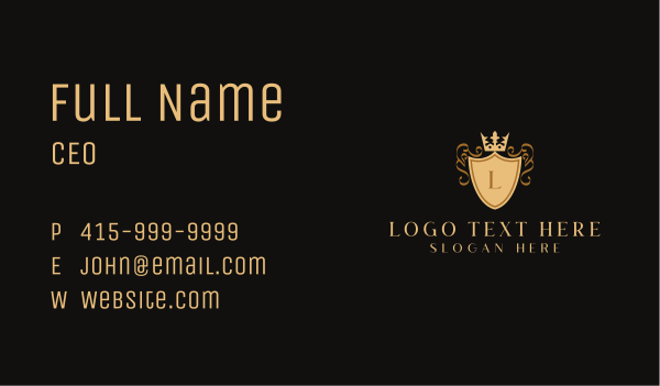 Royalty Shield Event Business Card Design Image Preview