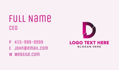 Gradient Slice Letter D Business Card Image Preview