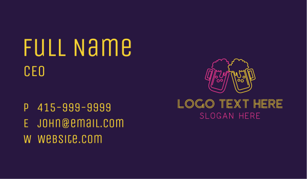 Neon Beer Bar Business Card Design Image Preview