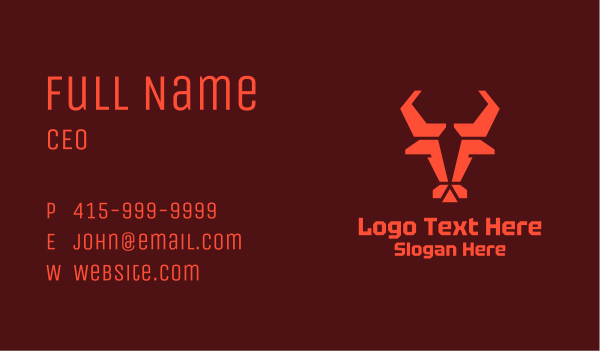 Geometric Bull Head Gaming Business Card Design Image Preview