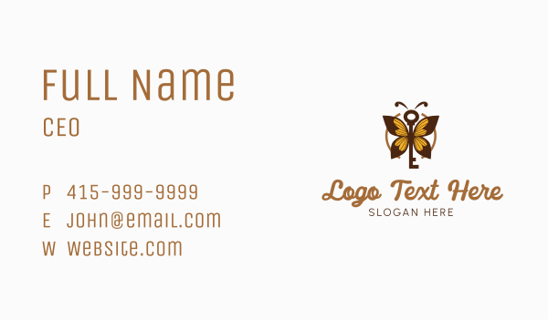 Elegant Butterfly Key  Business Card Design Image Preview