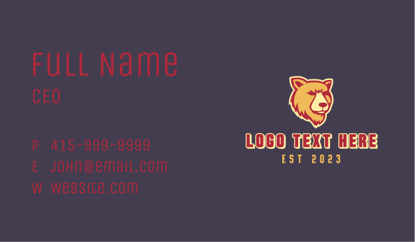 Wild Grizzly Bear Business Card Design Image Preview