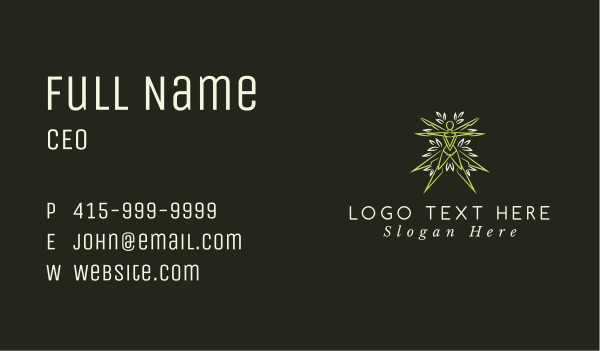 Green Leaf Human Business Card Design Image Preview