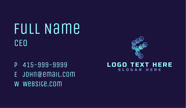 Tech Honeycomb Letter F Business Card Design Image Preview