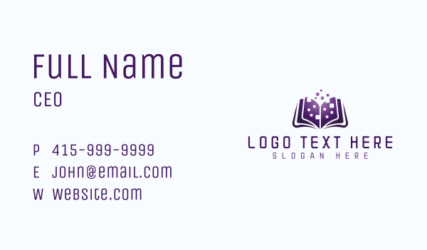 Digital Book Learning Business Card Design Image Preview