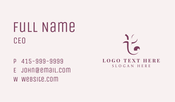 Purple Business Letter T Business Card Design