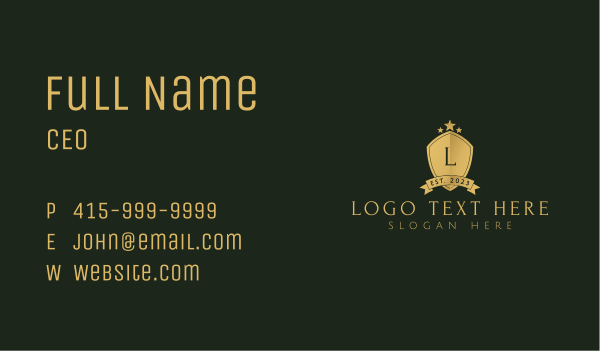 Gold Shield Star Lettermark Business Card Design Image Preview