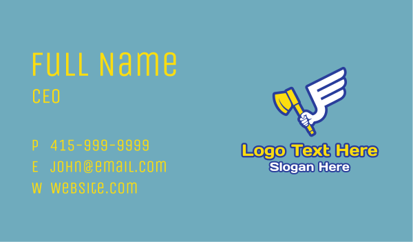 Flying Arm Axe  Business Card Design Image Preview