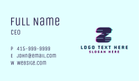 Digital Glitch Letter Z Business Card Image Preview