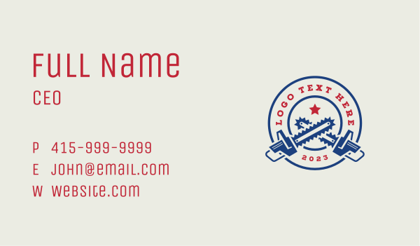 Chainsaw Lumberjack Logging Business Card Design Image Preview