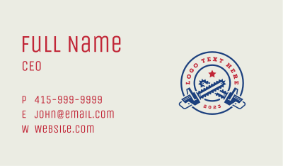 Chainsaw Lumberjack Logging Business Card Image Preview