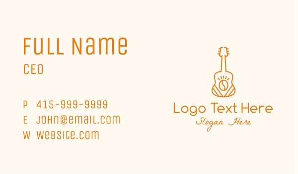 Coffee Bean Guitar  Business Card Design Image Preview