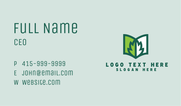 Eco Book Leaf Business Card Design Image Preview