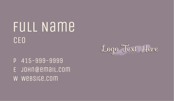 Watercolor Beauty Wordmark Business Card Design Image Preview