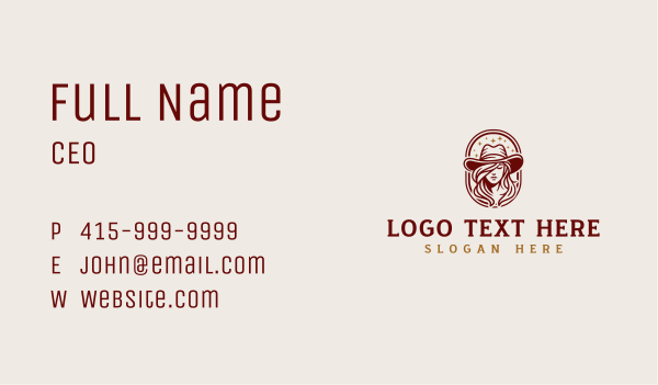 Western Cowgirl Woman Business Card Design Image Preview