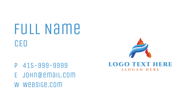 Flame Water Air Conditioning Business Card Design Image Preview