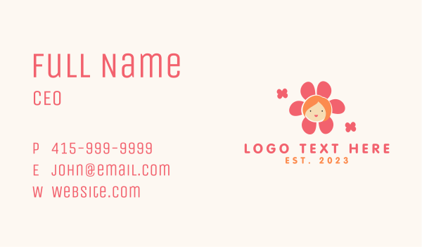 Flower Petal Kid Mascot Business Card Design Image Preview