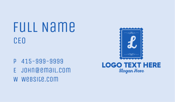  Blue Stamp Lettermark Business Card Design