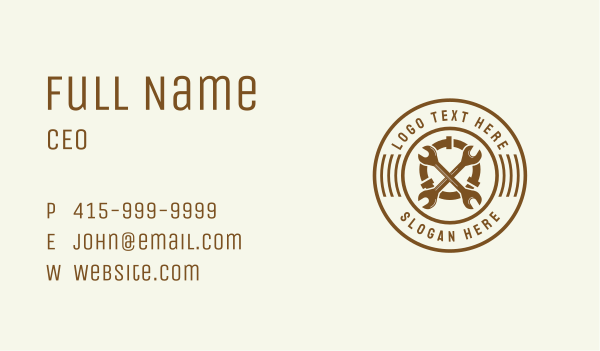 Plumbing Wrench Repair Badge Business Card Design Image Preview