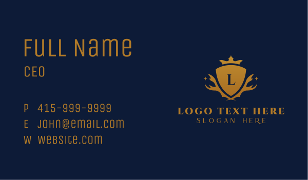 Gold Shield University Business Card Design Image Preview