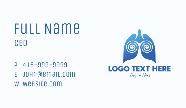 Blue Swirly Respiratory Lungs Business Card Design Image Preview