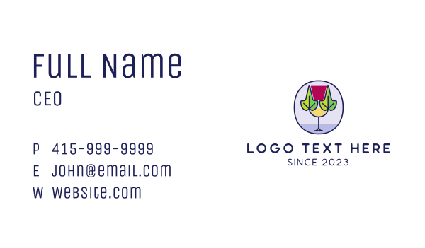 Organic Wine Glass  Business Card Design Image Preview