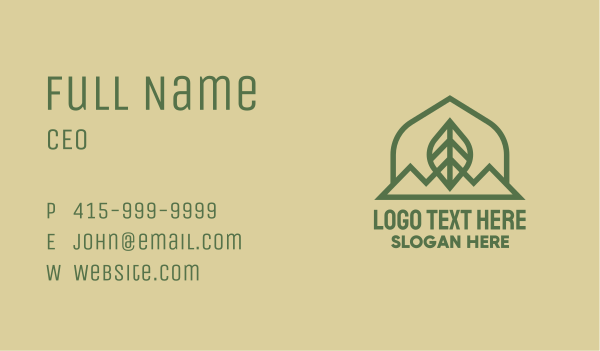 Green Leaf Mountain Business Card Design Image Preview