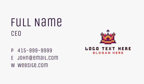Pixel Royal Crown Business Card Design Image Preview