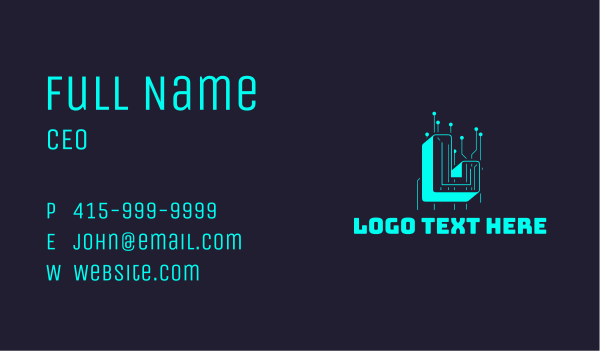 Web Circuit Letter Business Card Design Image Preview