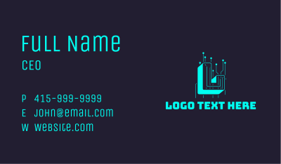 Web Circuit Letter Business Card Image Preview