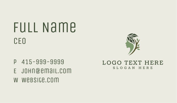 Organic Leaf Face Business Card Design Image Preview