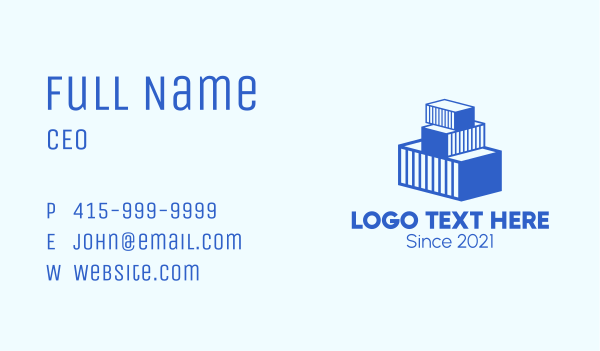 Blue Cargo Container  Business Card Design Image Preview