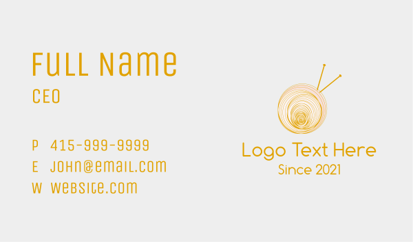 Golden Yarn Ball Business Card Design Image Preview